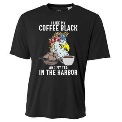 I Like My Coffee Black And My Tea In The Harbor Patriotic Cooling Performance Crew T-Shirt