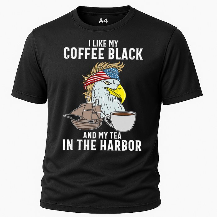 I Like My Coffee Black And My Tea In The Harbor Patriotic Cooling Performance Crew T-Shirt