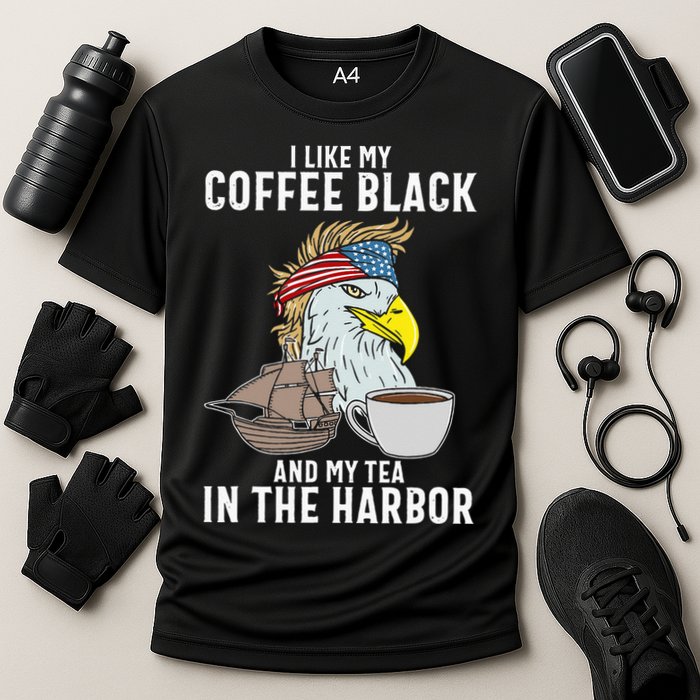 I Like My Coffee Black And My Tea In The Harbor Patriotic Cooling Performance Crew T-Shirt