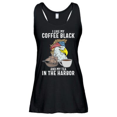I Like My Coffee Black And My Tea In The Harbor Patriotic Ladies Essential Flowy Tank