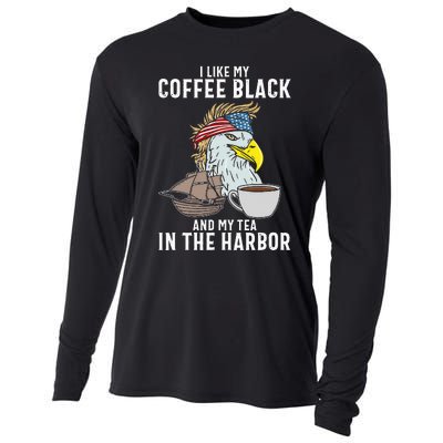 I Like My Coffee Black And My Tea In The Harbor Patriotic Cooling Performance Long Sleeve Crew