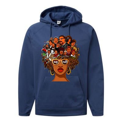 I Love My Roots Back Powerful History Month Pride Dna Gift Cool Gift Performance Fleece Hoodie