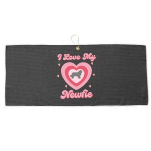 I Love My Newfie Newfy Newfoundland Dog Mom Heart Gift Large Microfiber Waffle Golf Towel