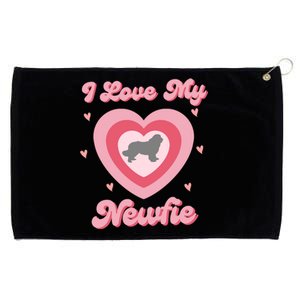 I Love My Newfie Newfy Newfoundland Dog Mom Heart Gift Grommeted Golf Towel