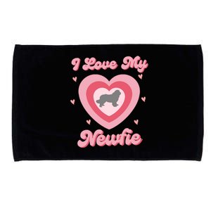 I Love My Newfie Newfy Newfoundland Dog Mom Heart Gift Microfiber Hand Towel