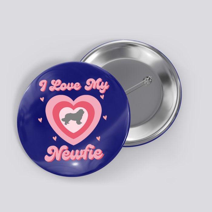 I Love My Newfie Newfy Newfoundland Dog Mom Heart Gift Button