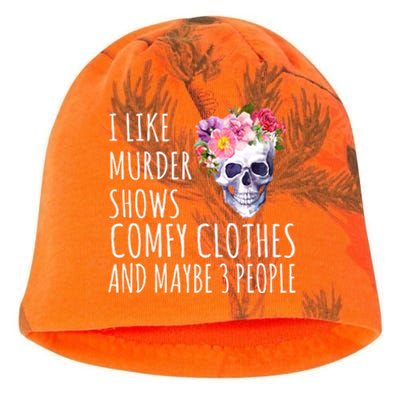 I Like Murder Shows Comfy Clothes And Maybe 3 People Floral Skull Kati - Camo Knit Beanie