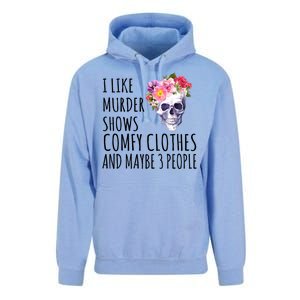 I Like Murder Shows Comfy Clothes And Maybe 3 People Floral Skull Unisex Surf Hoodie