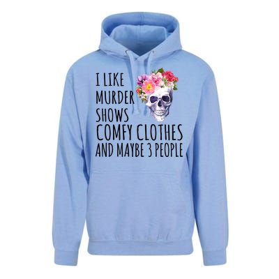 I Like Murder Shows Comfy Clothes And Maybe 3 People Floral Skull Unisex Surf Hoodie