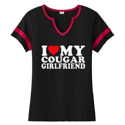 I Love My Cougar Girlfriend I Heart My Cougar Girlfriend Ladies Halftime Notch Neck Tee