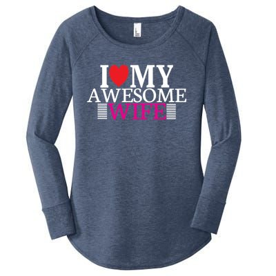 I Love My Awesome Wife Valentines Day Husband Wife Funny Gift Meaningful Gift Women's Perfect Tri Tunic Long Sleeve Shirt