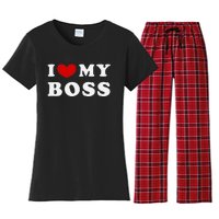 I Love My Boss Women's Flannel Pajama Set