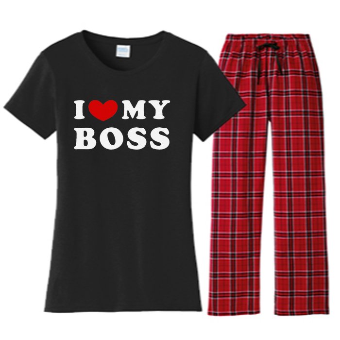 I Love My Boss Women's Flannel Pajama Set