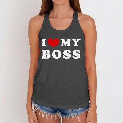 I Love My Boss Women's Knotted Racerback Tank