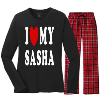 I Love My Sasha I Heart My Sasha Women's Long Sleeve Flannel Pajama Set 