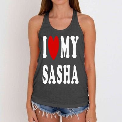 I Love My Sasha I Heart My Sasha Women's Knotted Racerback Tank