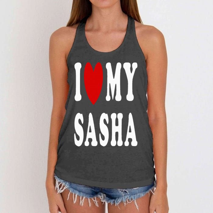 I Love My Sasha I Heart My Sasha Women's Knotted Racerback Tank