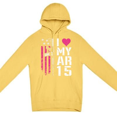 I Love My Ar15 Gift Pink Argift15 Rifle Owner Usa Flag Gift Premium Pullover Hoodie