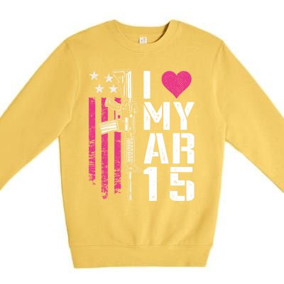 I Love My Ar15 Gift Pink Argift15 Rifle Owner Usa Flag Gift Premium Crewneck Sweatshirt