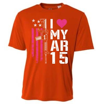 I Love My Ar15 Gift Pink Argift15 Rifle Owner Usa Flag Gift Cooling Performance Crew T-Shirt