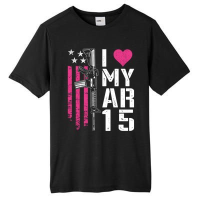 I Love My Ar15 Gift Pink Argift15 Rifle Owner Usa Flag Gift Tall Fusion ChromaSoft Performance T-Shirt