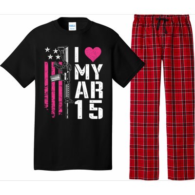 I Love My Ar15 Gift Pink Argift15 Rifle Owner Usa Flag Gift Pajama Set