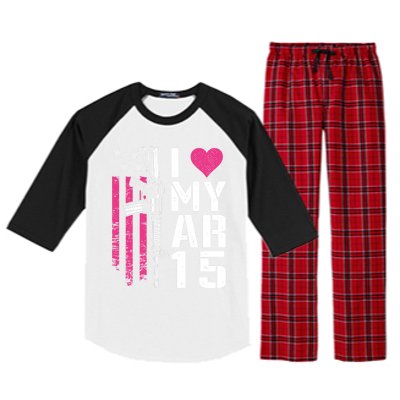 I Love My Ar15 Gift Pink Argift15 Rifle Owner Usa Flag Gift Raglan Sleeve Pajama Set