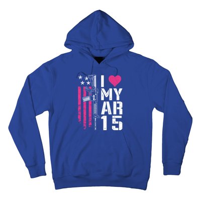 I Love My Ar15 Gift Pink Argift15 Rifle Owner Usa Flag Gift Hoodie