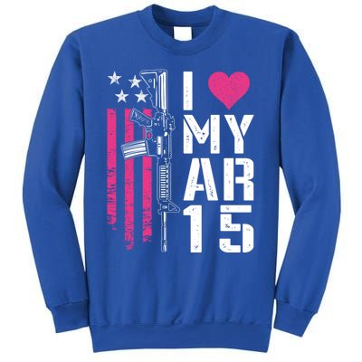 I Love My Ar15 Gift Pink Argift15 Rifle Owner Usa Flag Gift Sweatshirt