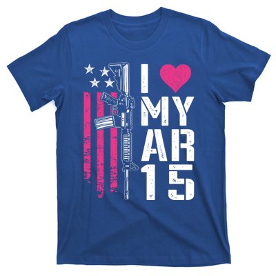 I Love My Ar15 Gift Pink Argift15 Rifle Owner Usa Flag Gift T-Shirt