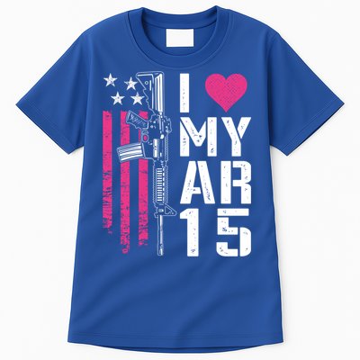 I Love My Ar15 Gift Pink Argift15 Rifle Owner Usa Flag Gift Tall T-Shirt