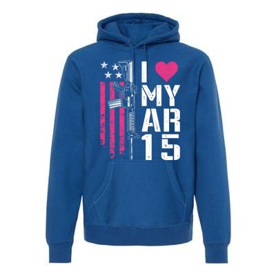 I Love My Ar15 Gift Pink Argift15 Rifle Owner Usa Flag Gift Premium Hoodie