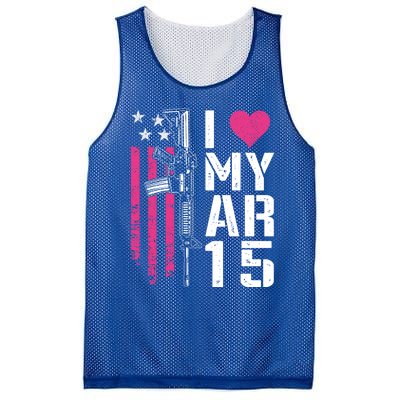 I Love My Ar15 Gift Pink Argift15 Rifle Owner Usa Flag Gift Mesh Reversible Basketball Jersey Tank