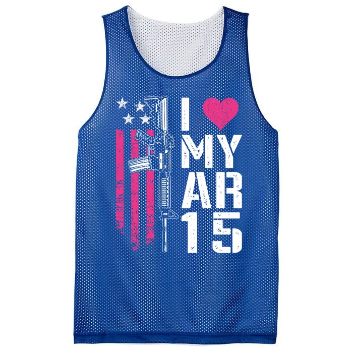 I Love My Ar15 Gift Pink Argift15 Rifle Owner Usa Flag Gift Mesh Reversible Basketball Jersey Tank