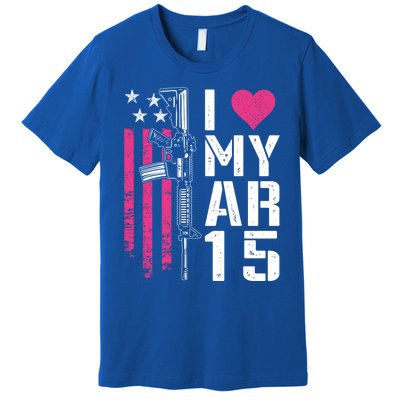 I Love My Ar15 Gift Pink Argift15 Rifle Owner Usa Flag Gift Premium T-Shirt