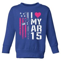 I Love My Ar15 Gift Pink Argift15 Rifle Owner Usa Flag Gift Toddler Sweatshirt