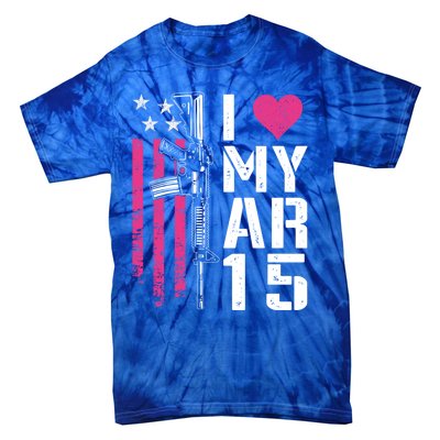 I Love My Ar15 Gift Pink Argift15 Rifle Owner Usa Flag Gift Tie-Dye T-Shirt