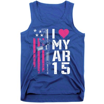 I Love My Ar15 Gift Pink Argift15 Rifle Owner Usa Flag Gift Tank Top