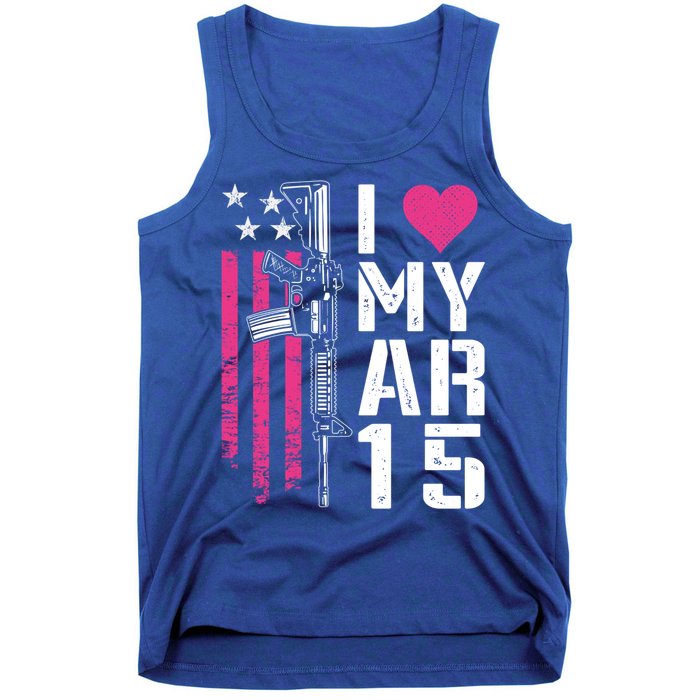 I Love My Ar15 Gift Pink Argift15 Rifle Owner Usa Flag Gift Tank Top