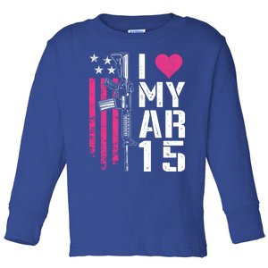 I Love My Ar15 Gift Pink Argift15 Rifle Owner Usa Flag Gift Toddler Long Sleeve Shirt