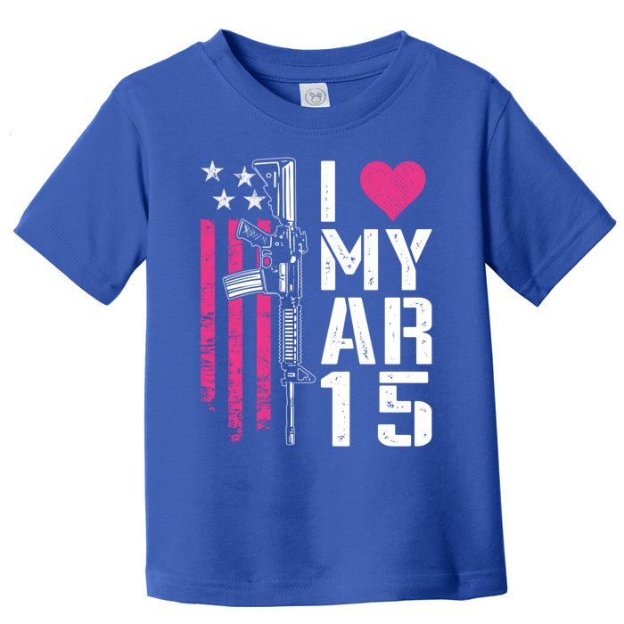 I Love My Ar15 Gift Pink Argift15 Rifle Owner Usa Flag Gift Toddler T-Shirt