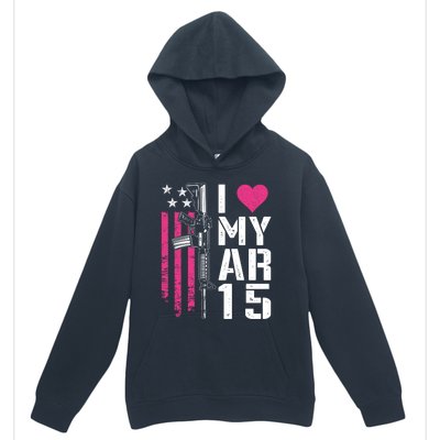 I Love My Ar15 Gift Pink Argift15 Rifle Owner Usa Flag Gift Urban Pullover Hoodie