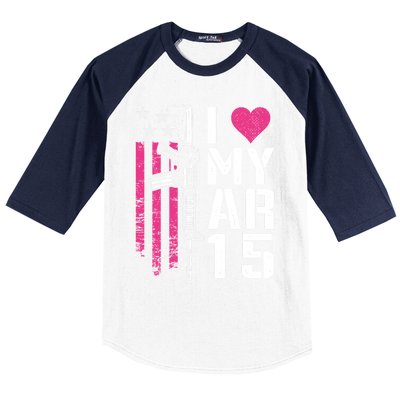 I Love My Ar15 Gift Pink Argift15 Rifle Owner Usa Flag Gift Baseball Sleeve Shirt