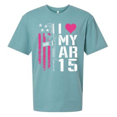 I Love My Ar15 Gift Pink Argift15 Rifle Owner Usa Flag Gift Sueded Cloud Jersey T-Shirt