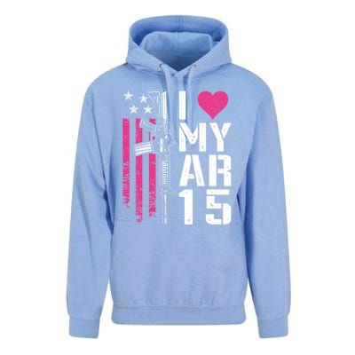 I Love My Ar15 Gift Pink Argift15 Rifle Owner Usa Flag Gift Unisex Surf Hoodie