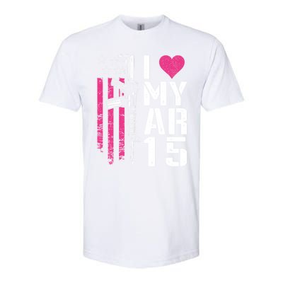 I Love My Ar15 Gift Pink Argift15 Rifle Owner Usa Flag Gift Softstyle CVC T-Shirt