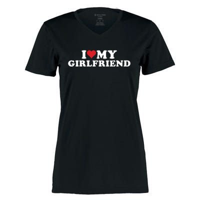 I Love My Hot Girlfriend I Heart My Hot Girlfriend Gf Women's Momentum V-Neck T-Shirt