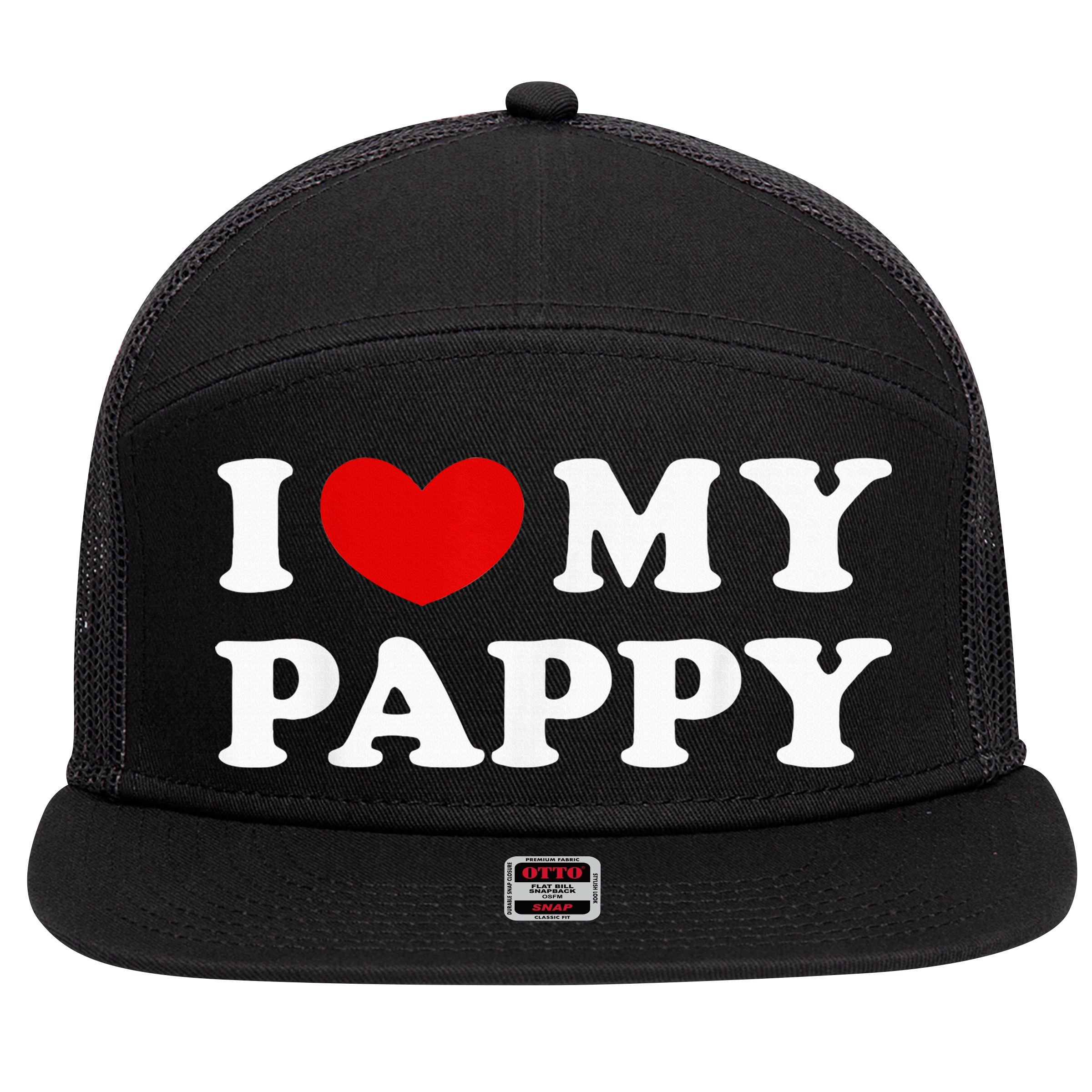 I Love My Pappy I Heart My Pappy 7 Panel Mesh Trucker Snapback Hat