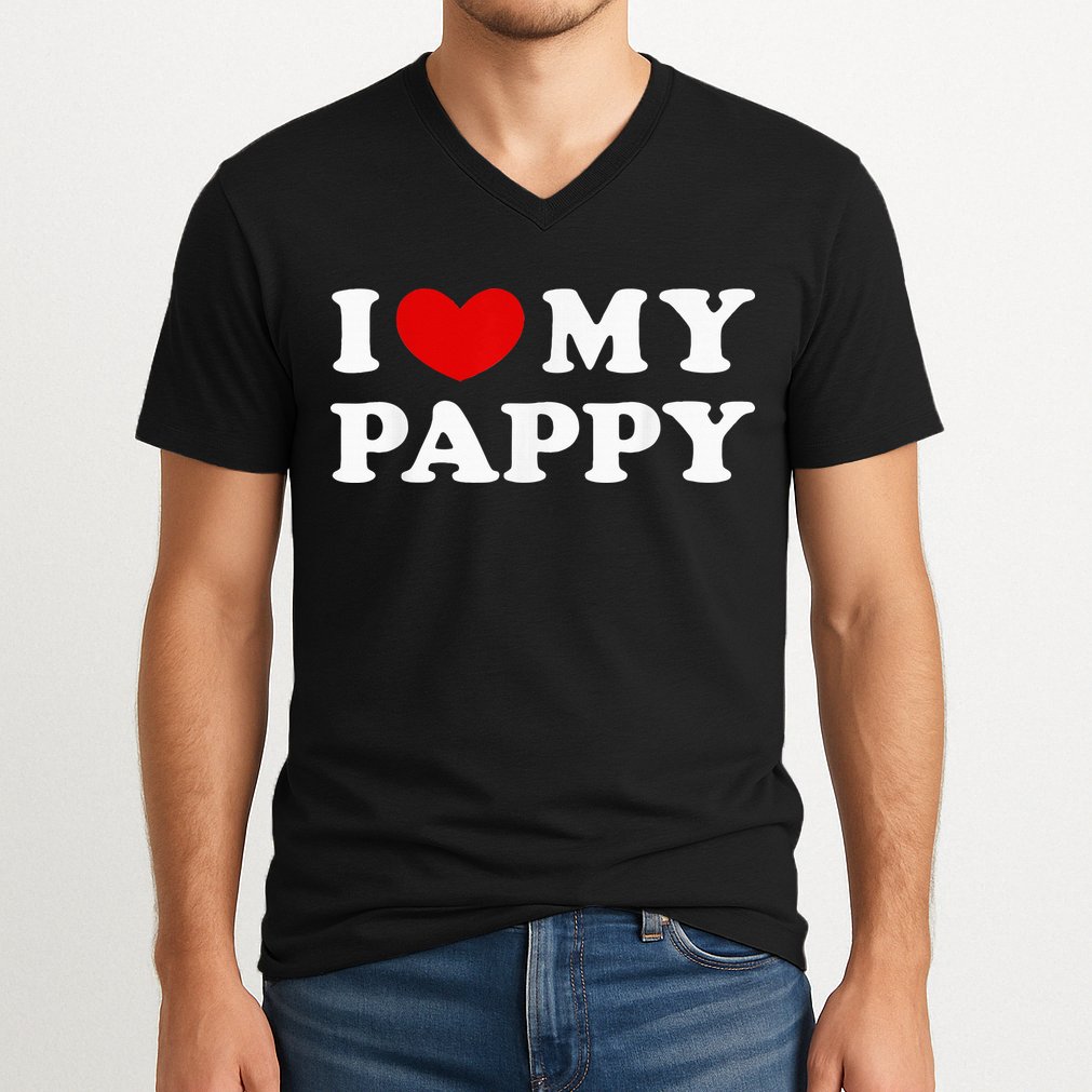 I Love My Pappy I Heart My Pappy V-Neck T-Shirt