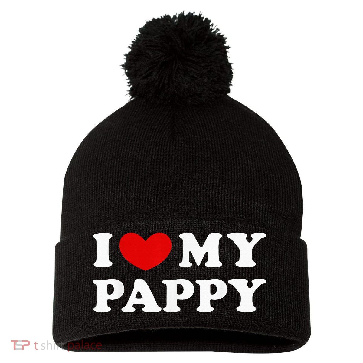 I Love My Pappy I Heart My Pappy Pom Pom 12in Knit Beanie